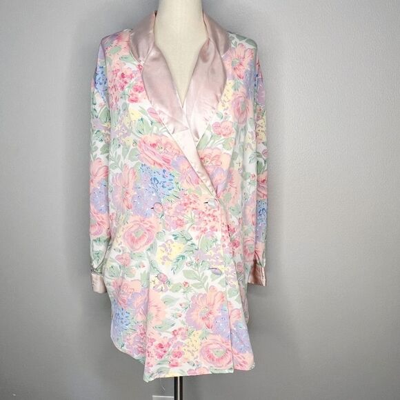Vintage 90s Gold Label Victorias Secret Floral Robe nightgown Size S Pink - Picture 1 of 8